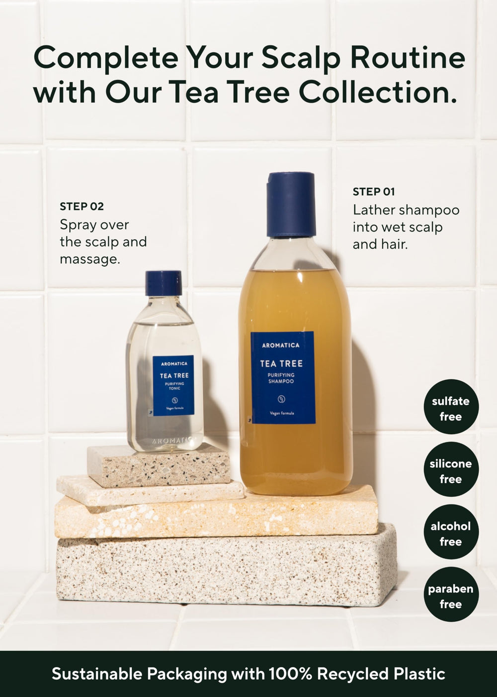AROMATICA Sulfate-free vegan label emphasizing gentle, plant-based care