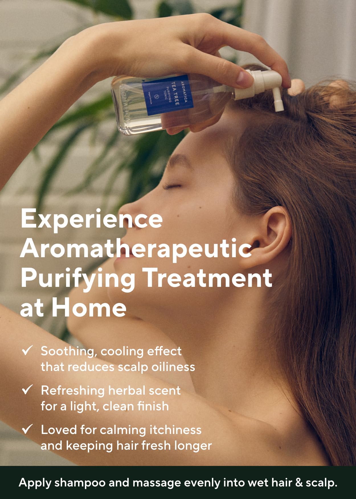 AROMATICA Tea Tree Purifying Tonic vegan packaging; paraben-free and sulfate-free.