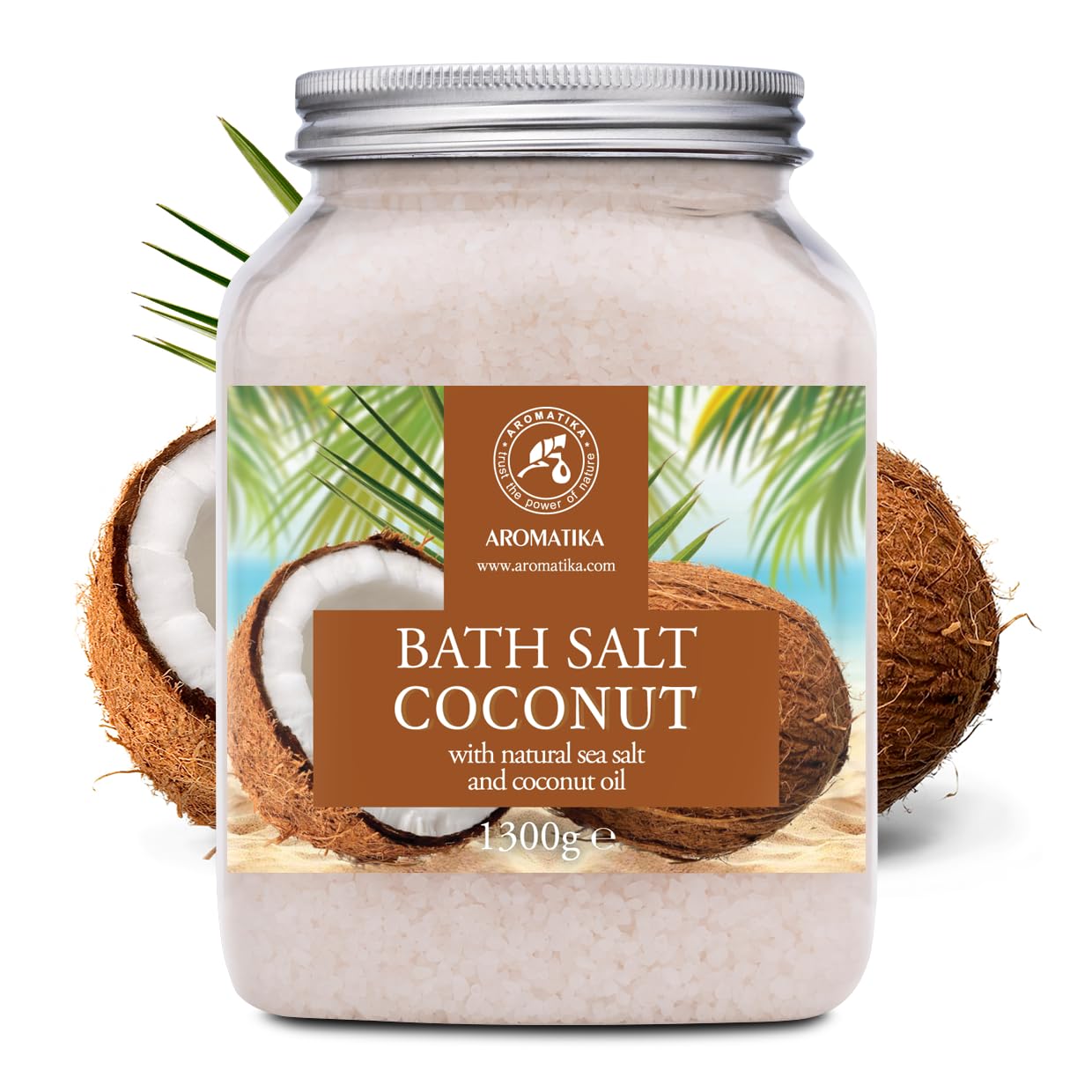 AROMATIKA Coconut Bath Salt crystals visible for quick dissolution