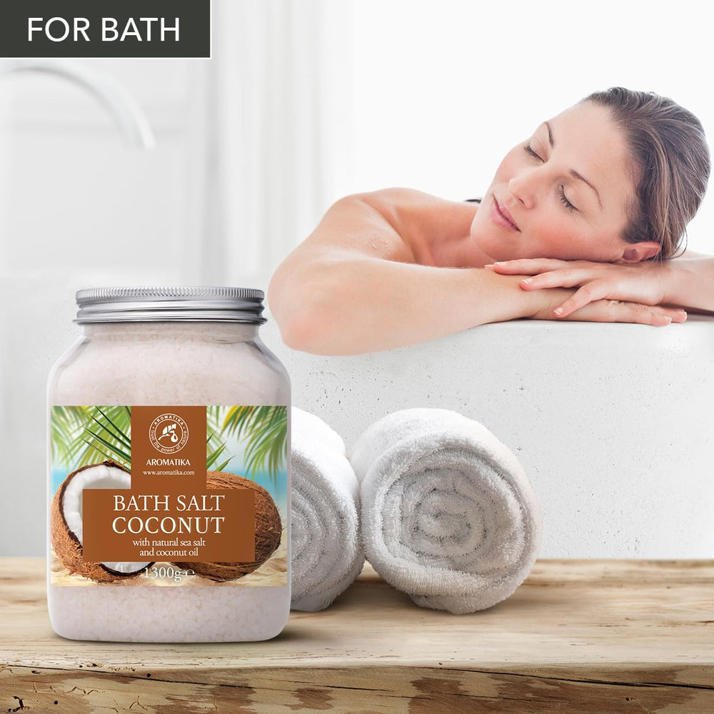 AROMATIKA Coconut bath crystals dissolving in water for hydration