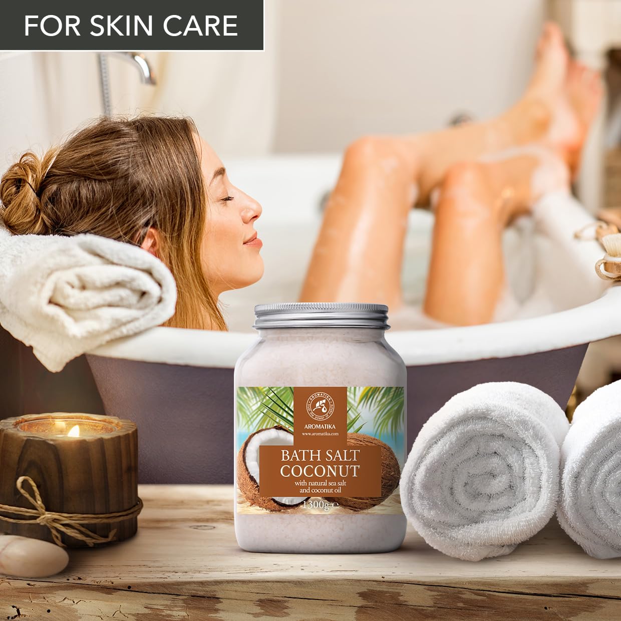 AROMATIKA Relaxing bath scene with coconut salt for spa-like atmosphere