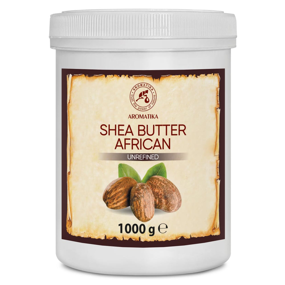 AROMATIKA shea butter jar showing rich unrefined texture for skin care