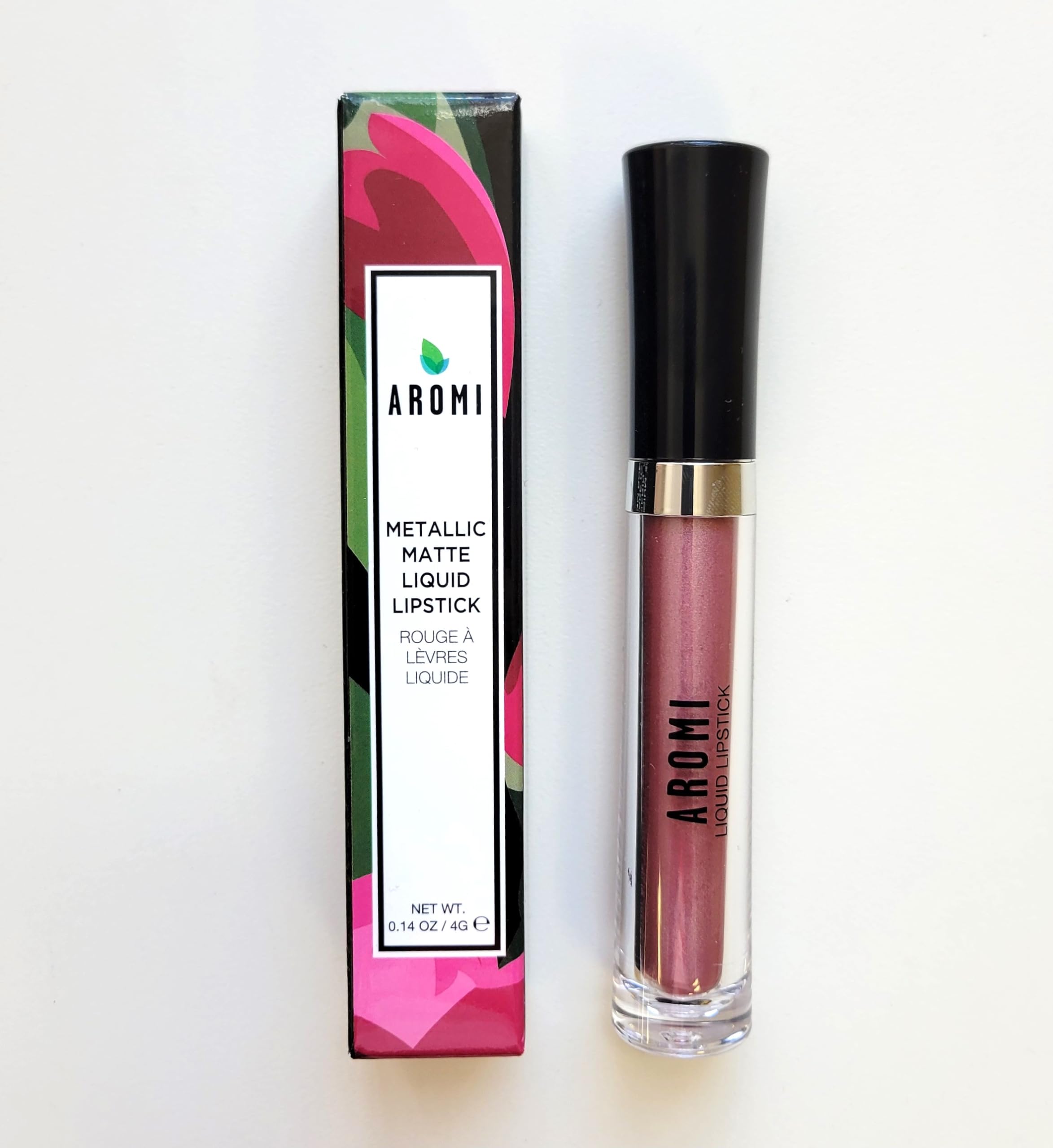 Aromi Alpine Bloom lip close-up with radiant shimmer.