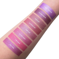 Aromi Berry Fuchsia lipstick tube label highlighting vegan formula