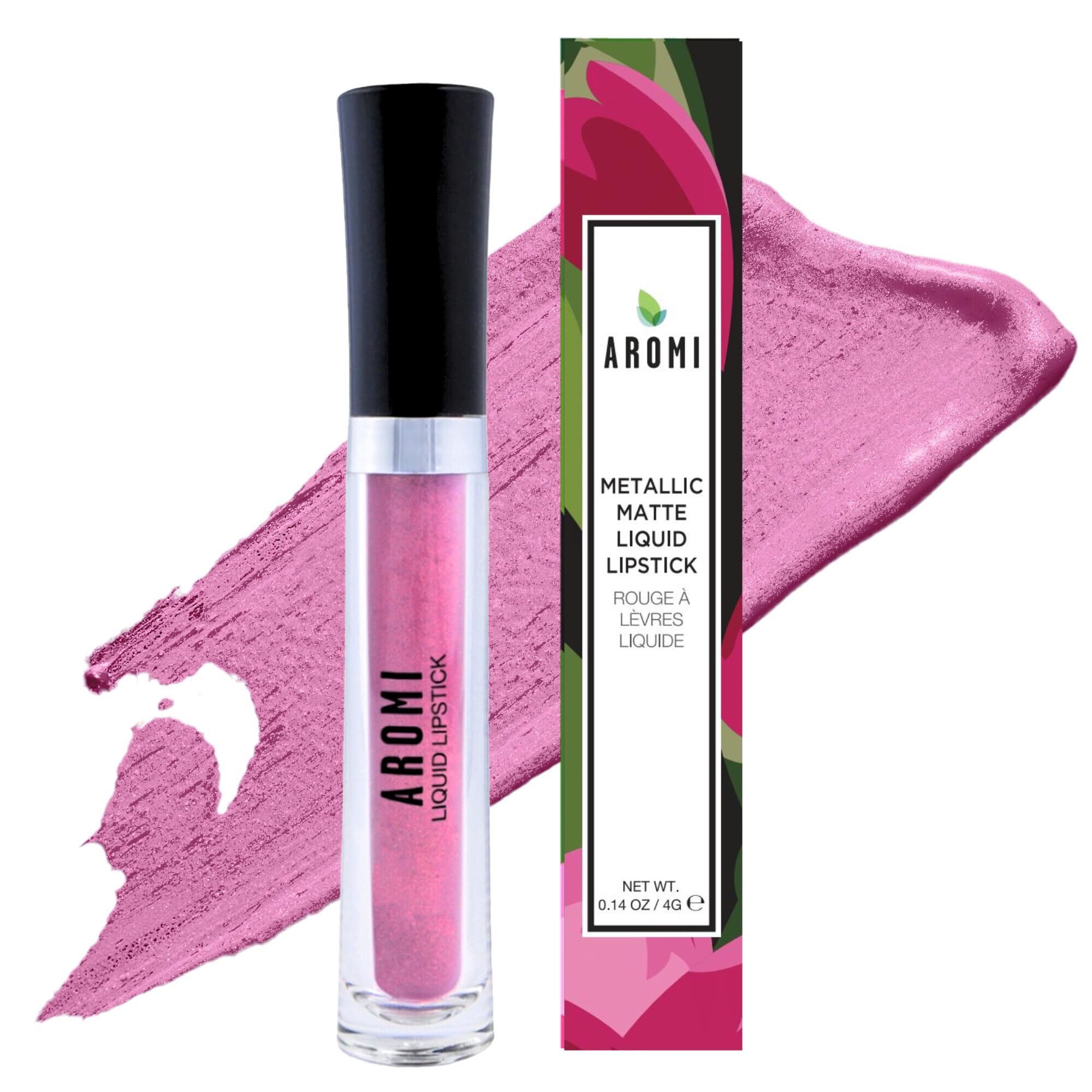 Aromi Cotton Candy swatch shows soft pink metallic shimmer for everyday wear.