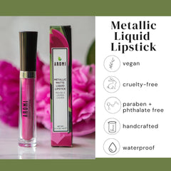 Aromi Fab Flamingo metallic swatch on skin highlights shimmering pink finish for ready-to-wear glam.