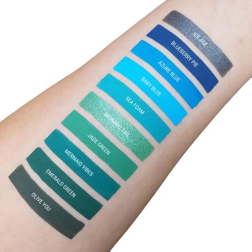 Aromi lip color in teal-green shade for day-to-night versatility.