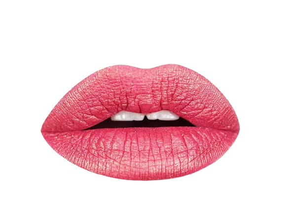 Aromi Metallic Liquid Lipstick Peachy Pink Rose Gold bottle with long-lasting color