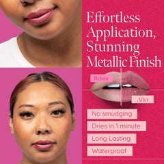Aromi Metallic Lipstick wand applies smoothly with a lightweight feel.