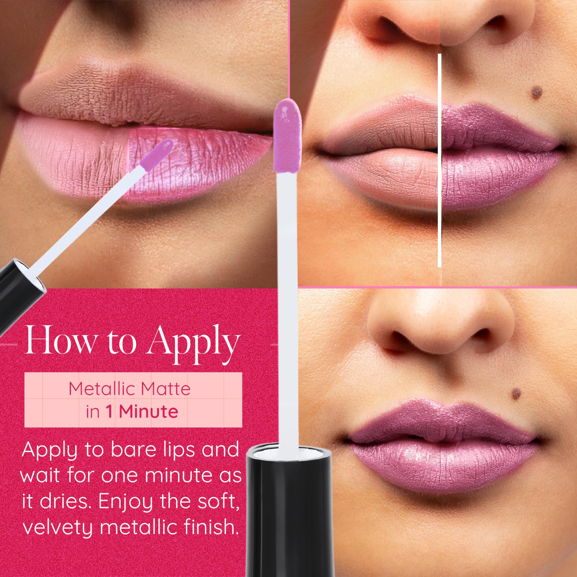 Aromi lip color demonstrates waterproof and smudge-proof wear on lips.