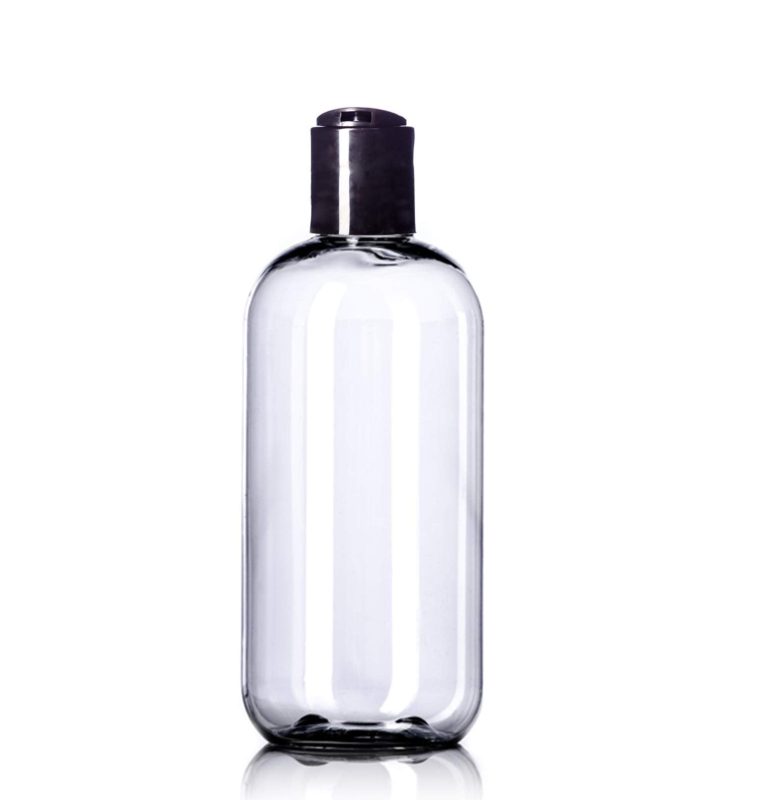 Aromine clear Boston Round bottles with included labels for easy organization.