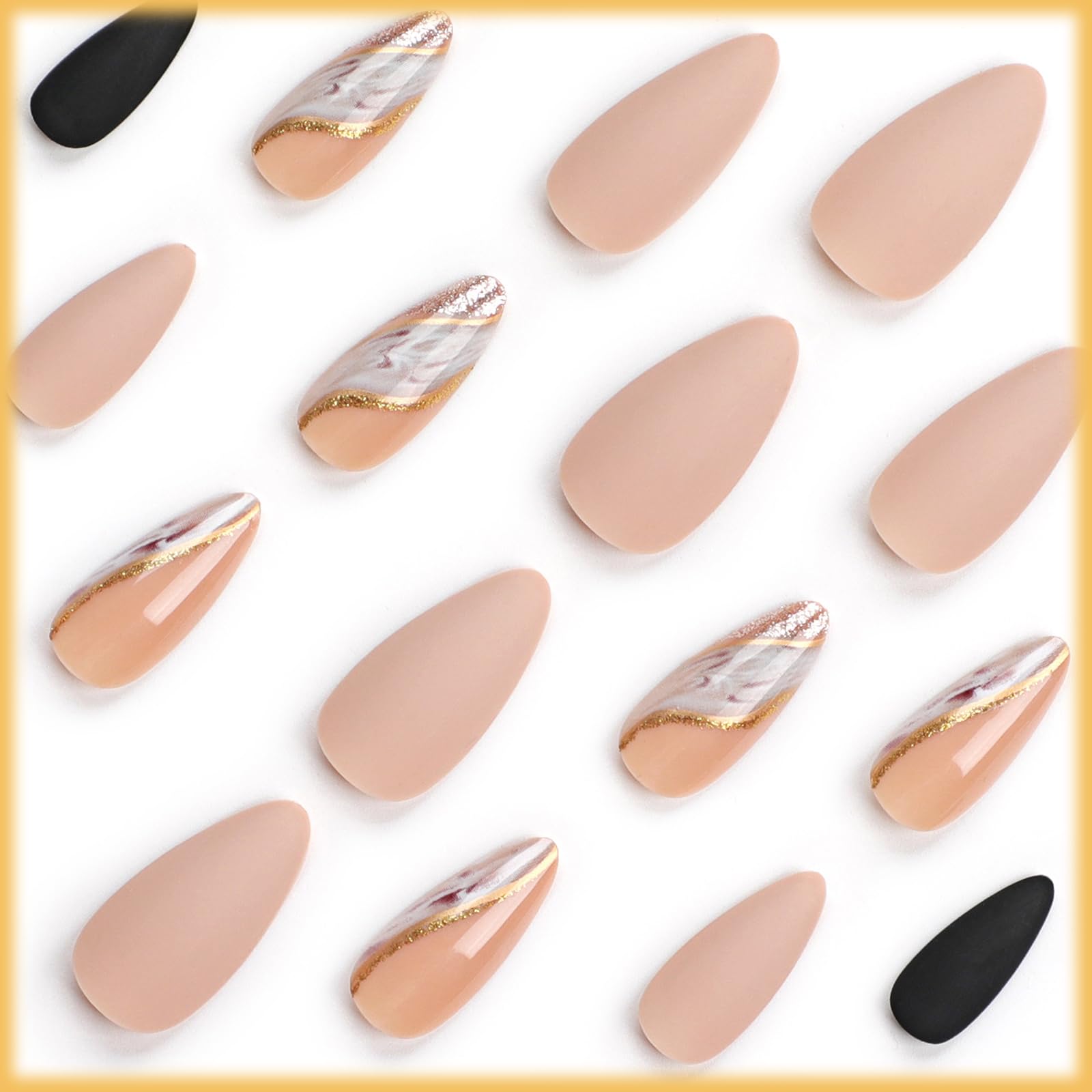 AROVFAM almond-shaped press-on nails kit with 24 pieces for versatile looks