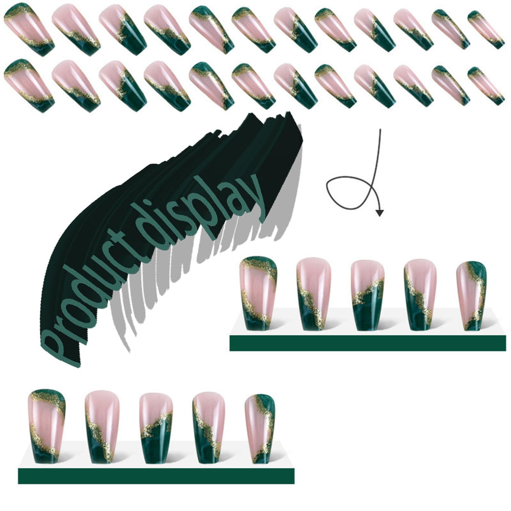 AROVFAM medium size marble glitter nails ideal for quick glam upgrades.