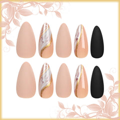 AROVFAM glossy brown glitter nails set adds instant glam for proms or parties