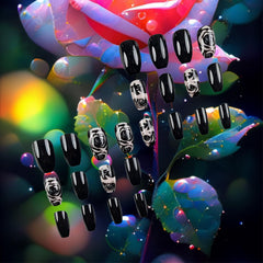 Close-up of AROVFAM Rose Flower nails showing glossy finish and floral accent