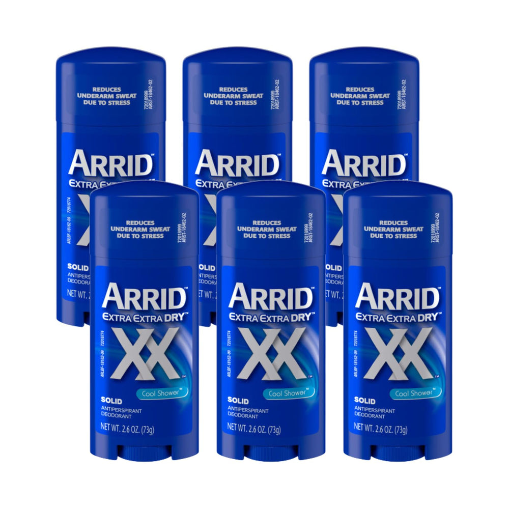Arrid XX Extra Extra Dry Cool Shower bottle ready for daily protection against sweat.