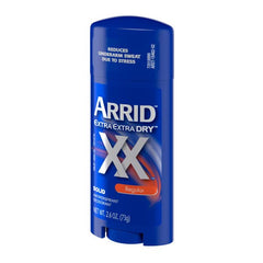 Arrid XX Extra Extra Dry label close-up showcasing trusted protection.