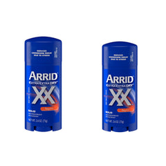 Arrid XX Extra Extra Dry solid antiperspirant deodorant two-pack shown for daily protection and dryness