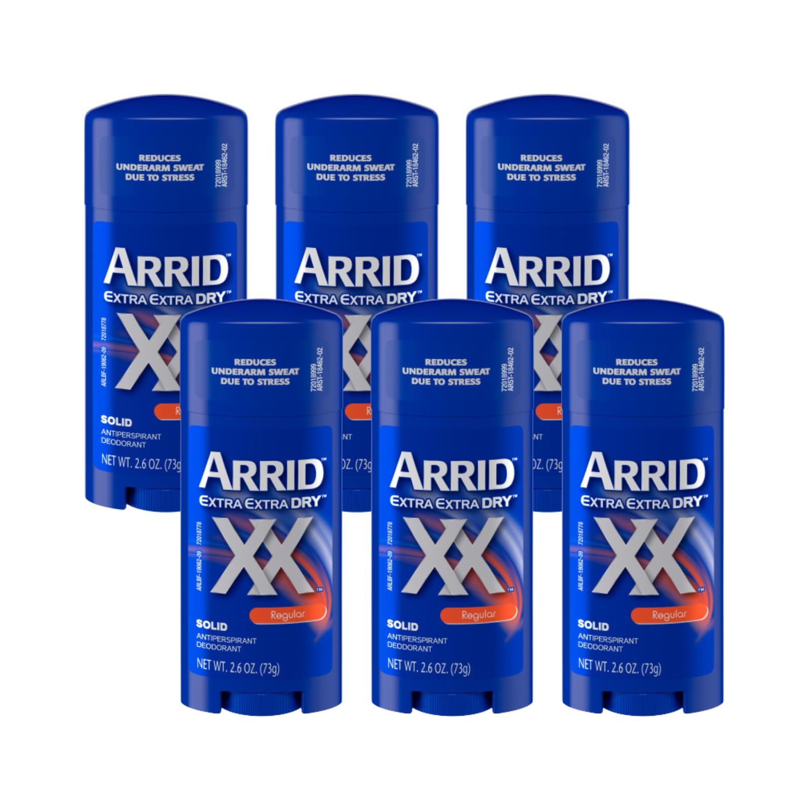 Arrid XX Extra Extra Dry solid deodorant bottle provides all-day protection.