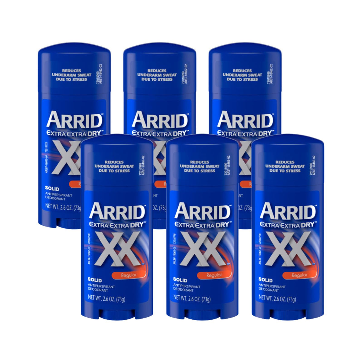 Arrid XX Extra Extra Dry solid deodorant bottle provides all-day protection.