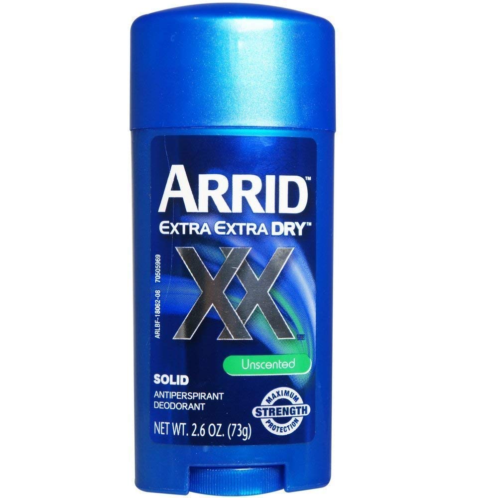 Arrid XX unscented solid deodorant provides long-lasting protection for daily wear.
