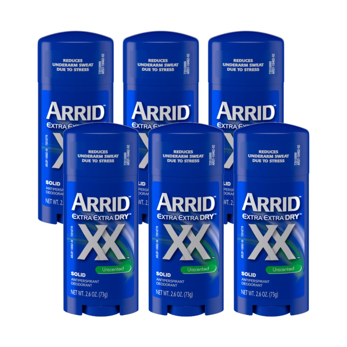 Arrid XX unscented six-pack front view offers reliable all-day protection.