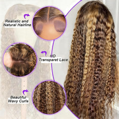 Arseomi 30Inch highlight ombre wig cap with four combs ensures secure fit.