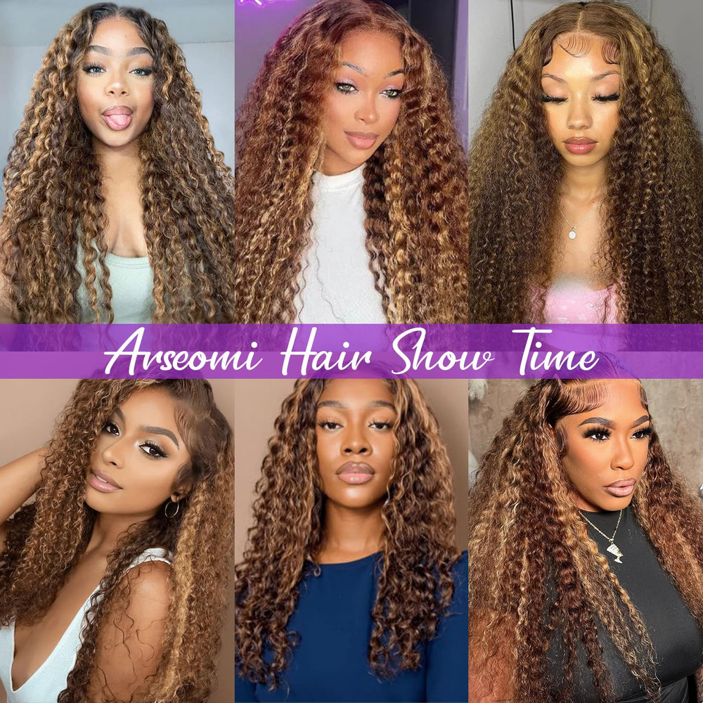 Arseomi 30Inch highlight ombre wig natural-hairline emphasizes seamless blending.