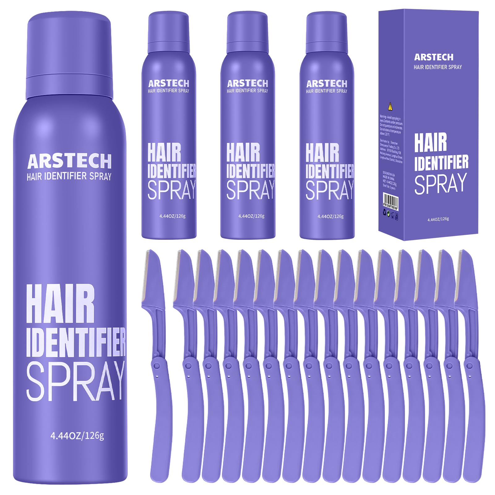 Arstech Dermaplane Razor purple 4-pack for at-home shaving