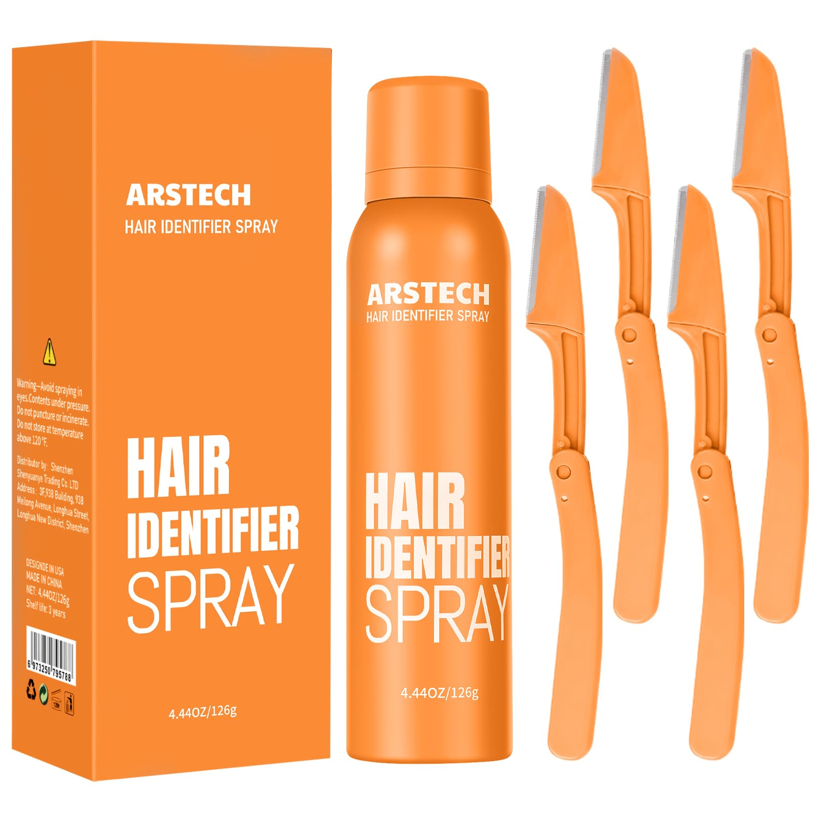 Arstech Hair Identifier Spray highlights facial hair for precise, comfortable shaving.