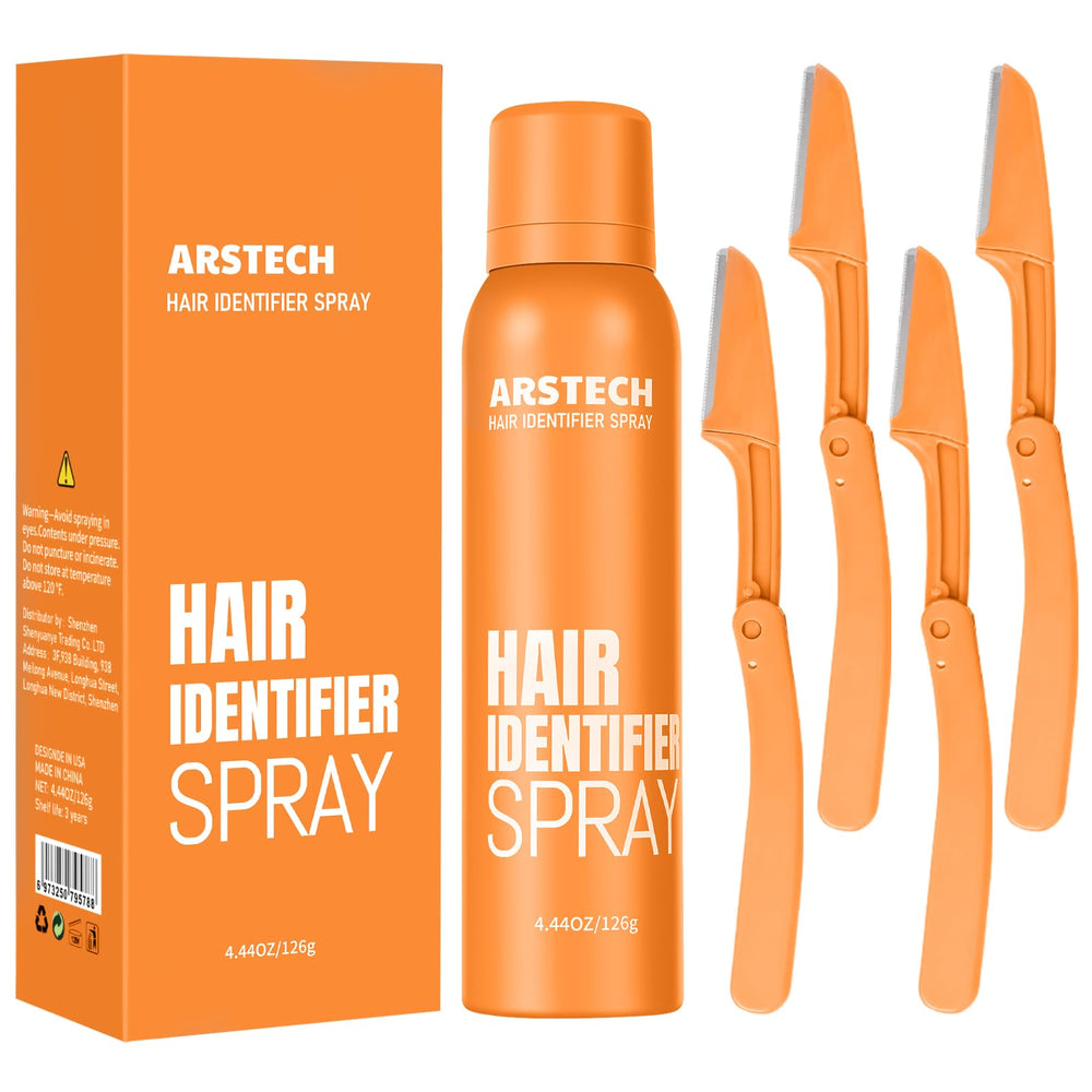 Arstech Hair Identifier Spray highlights facial hair for precise, comfortable shaving.