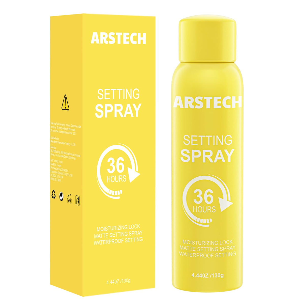 Arstech setting spray bottle-pump delivers all-day makeup hold with a refreshing lime scent.