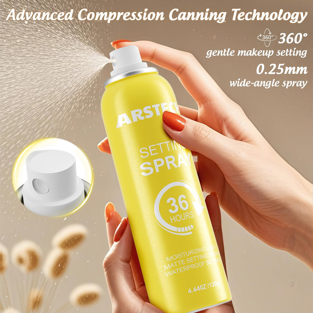 Arstech travel-size setting spray fits bags for on-the-go touchups.
