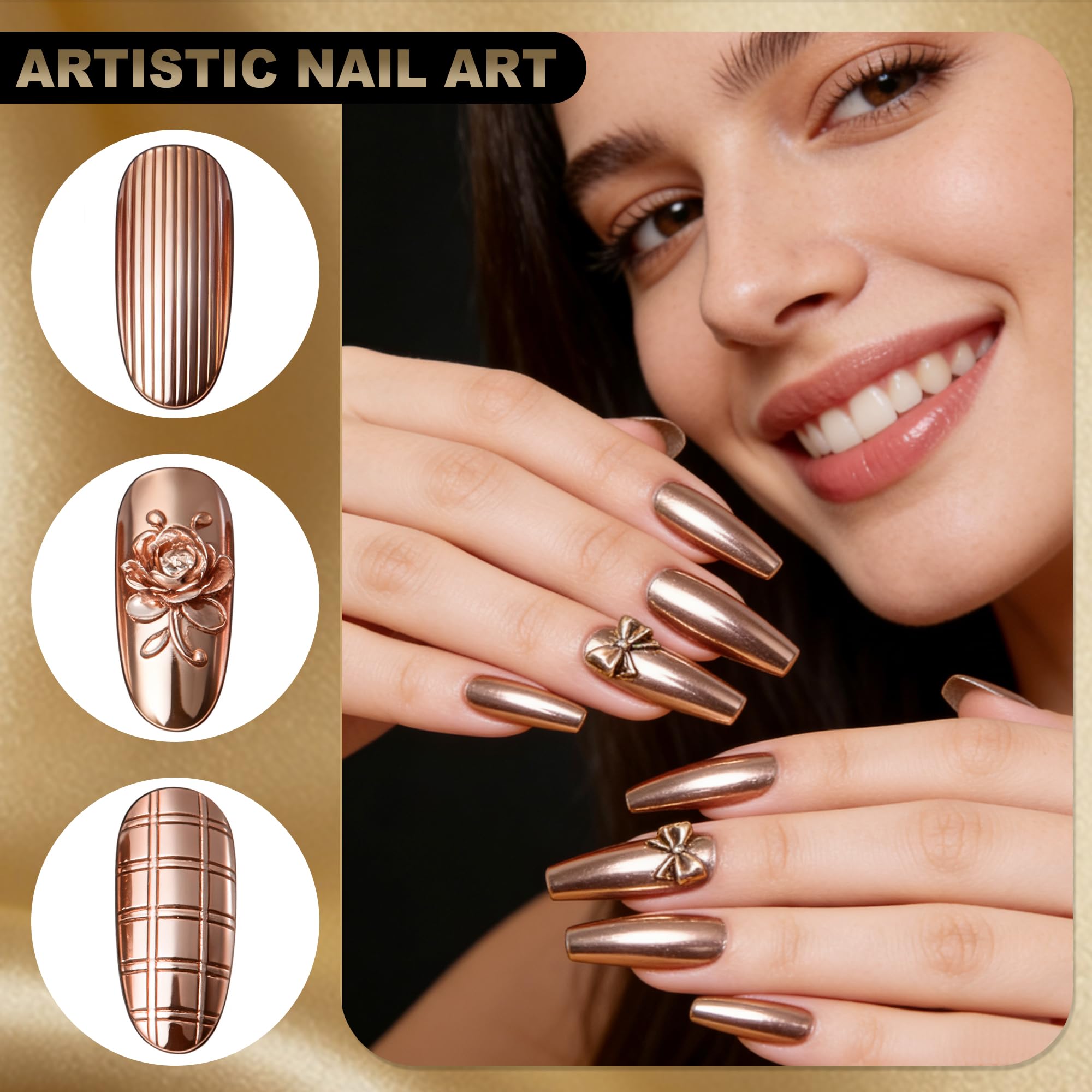 Artdone chrome nail powder copper delivers warm metallic accents