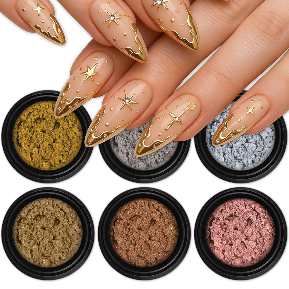 Artdone chrome nail powder gold on gel nails for a reflective mirror finish