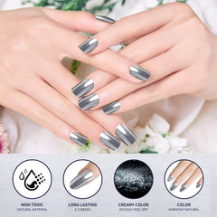 Artdone chrome powder on black background highlights bright mirror effect