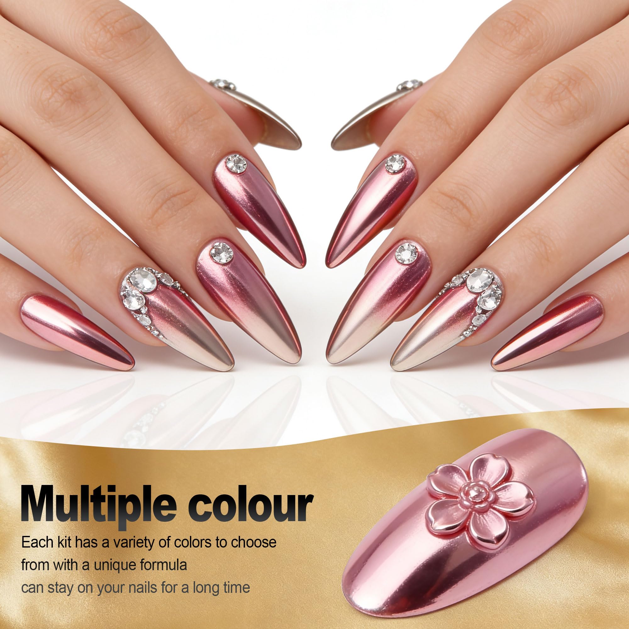 Artdone chrome nail powder silver 1 creates bright metallic chrome on nails
