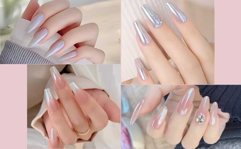Artdone chrome powder fine particles ideal for light gel nails and subtle color enhancement.