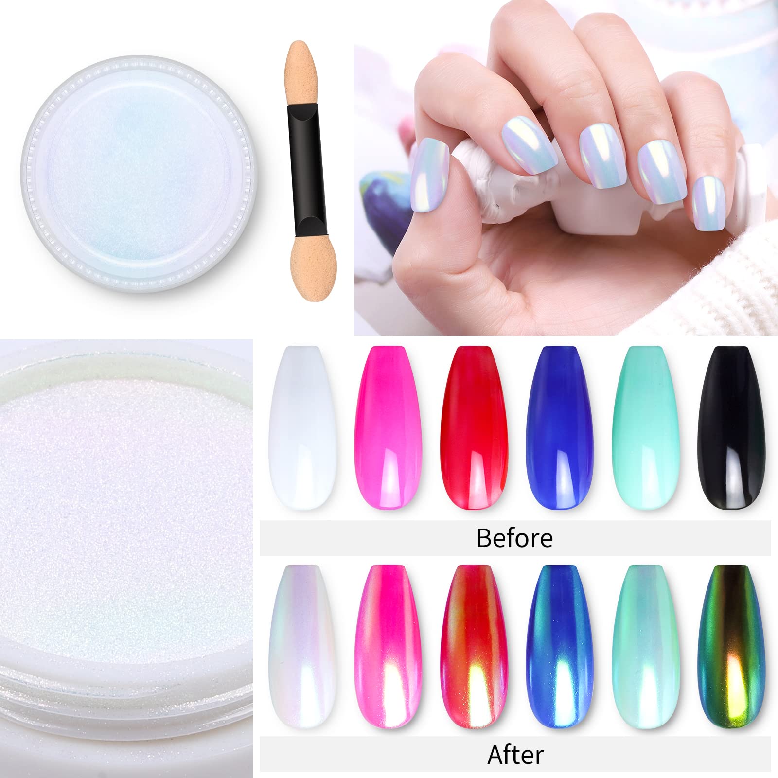 Artdone mermaid shine powder creates shimmer on varied bases