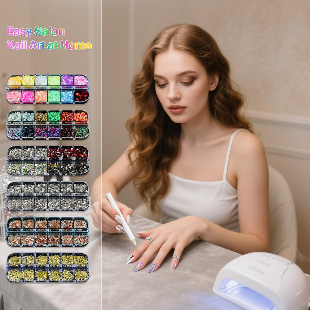 Artdone gold nail stickers with stars, hearts, lines for stylish accents.