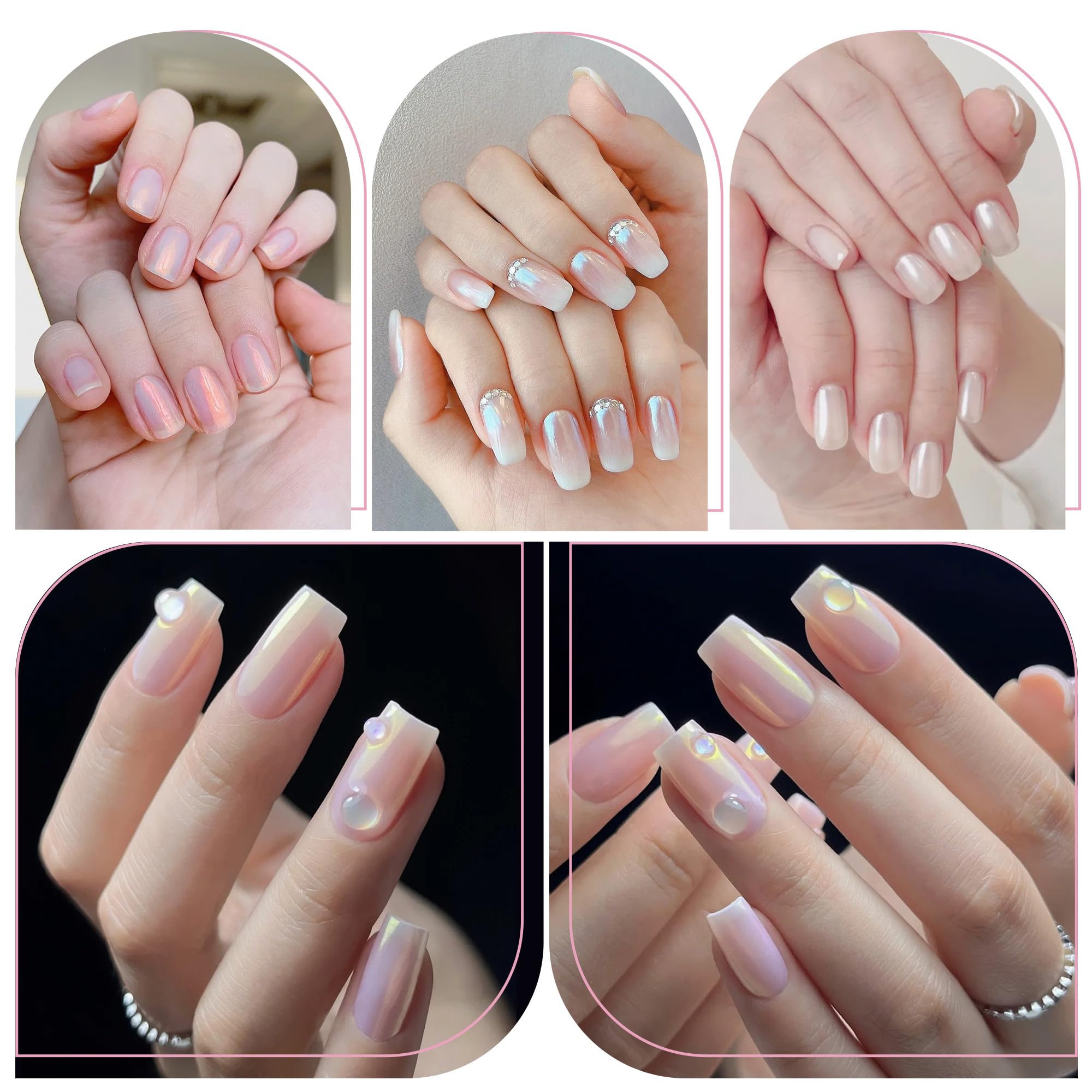 Artdone iridescent holographic powder creates shifting colors on nails.
