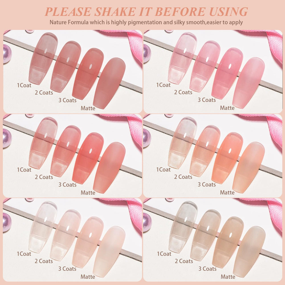 Artdone color swatches show translucent pink nude brown options for all seasons