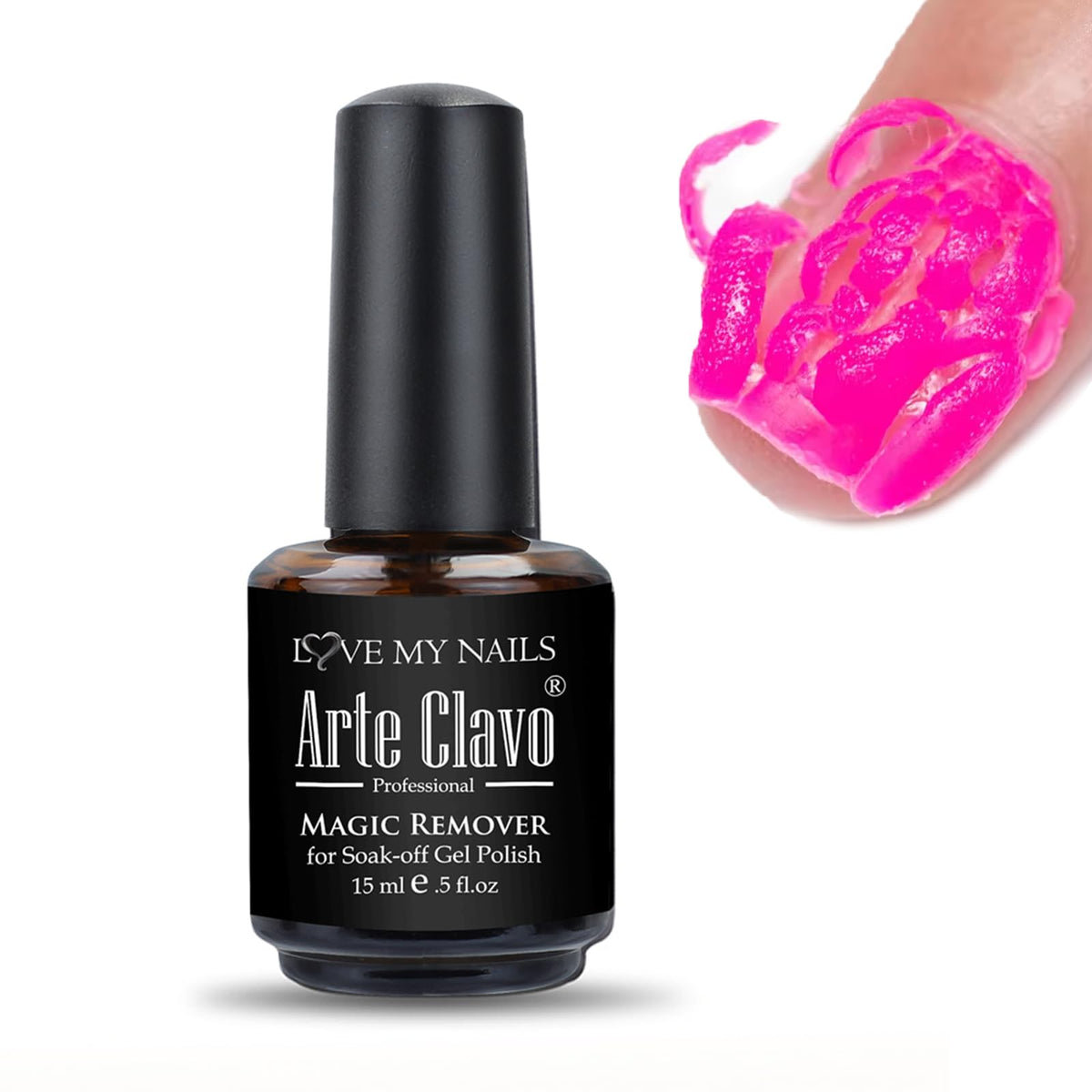 Arte Clavo gel nail polish remover bottle ready for quick at-home removal.