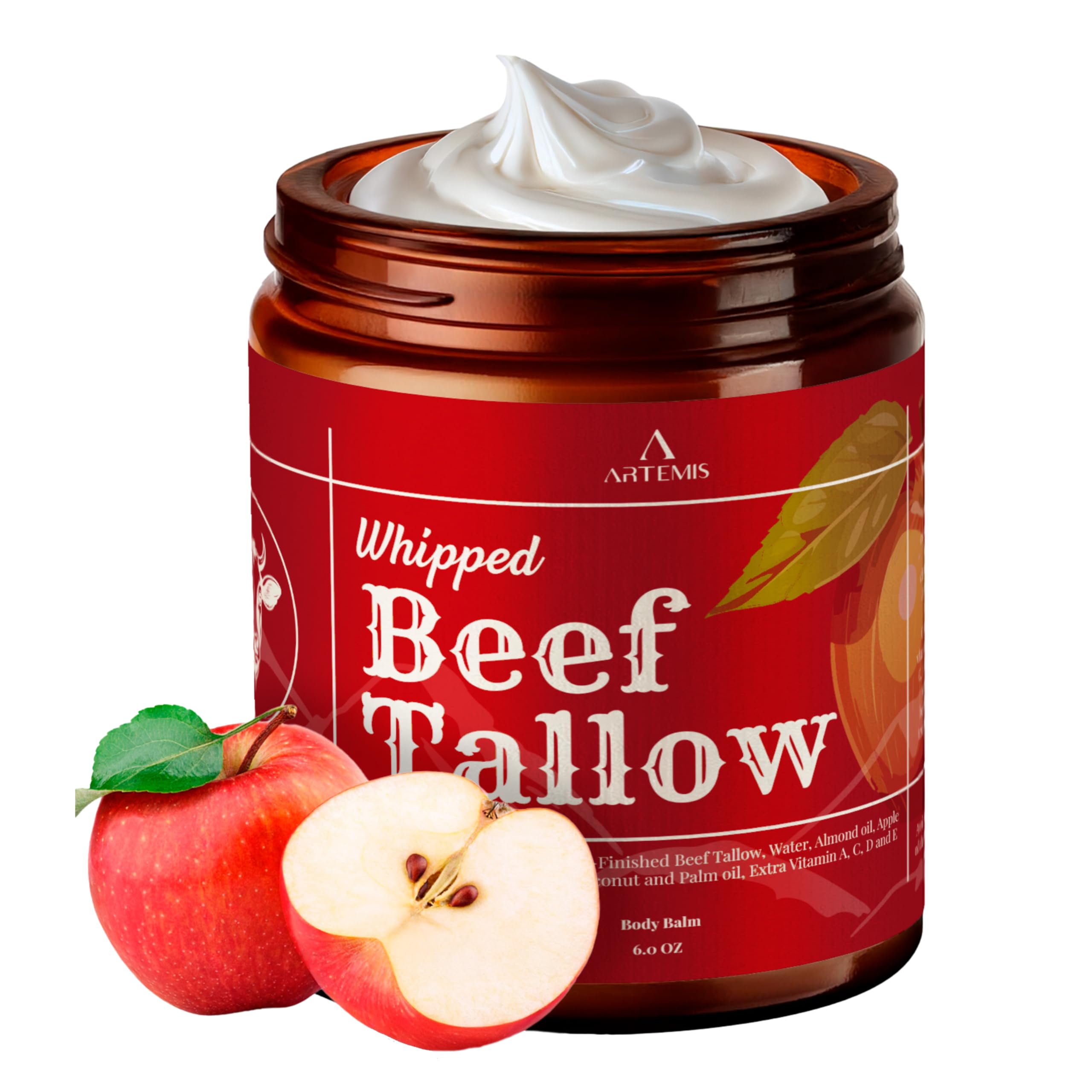 Artemis Beef Tallow Balm jar closeup showing rich hydration for the skin