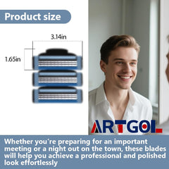 Artgol razor blade closeup shows triple-layer nano blades for precise, comfortable passes.