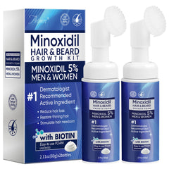 Artimore 5% Minoxidil Foam applied on scalp and beard for regrowth potential.
