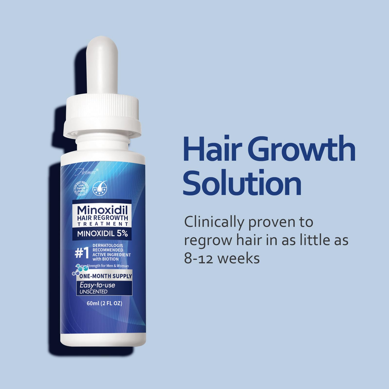 Formule enrichie Artimore Minoxidil avec biotine et huile de ricin, soin nourrissant