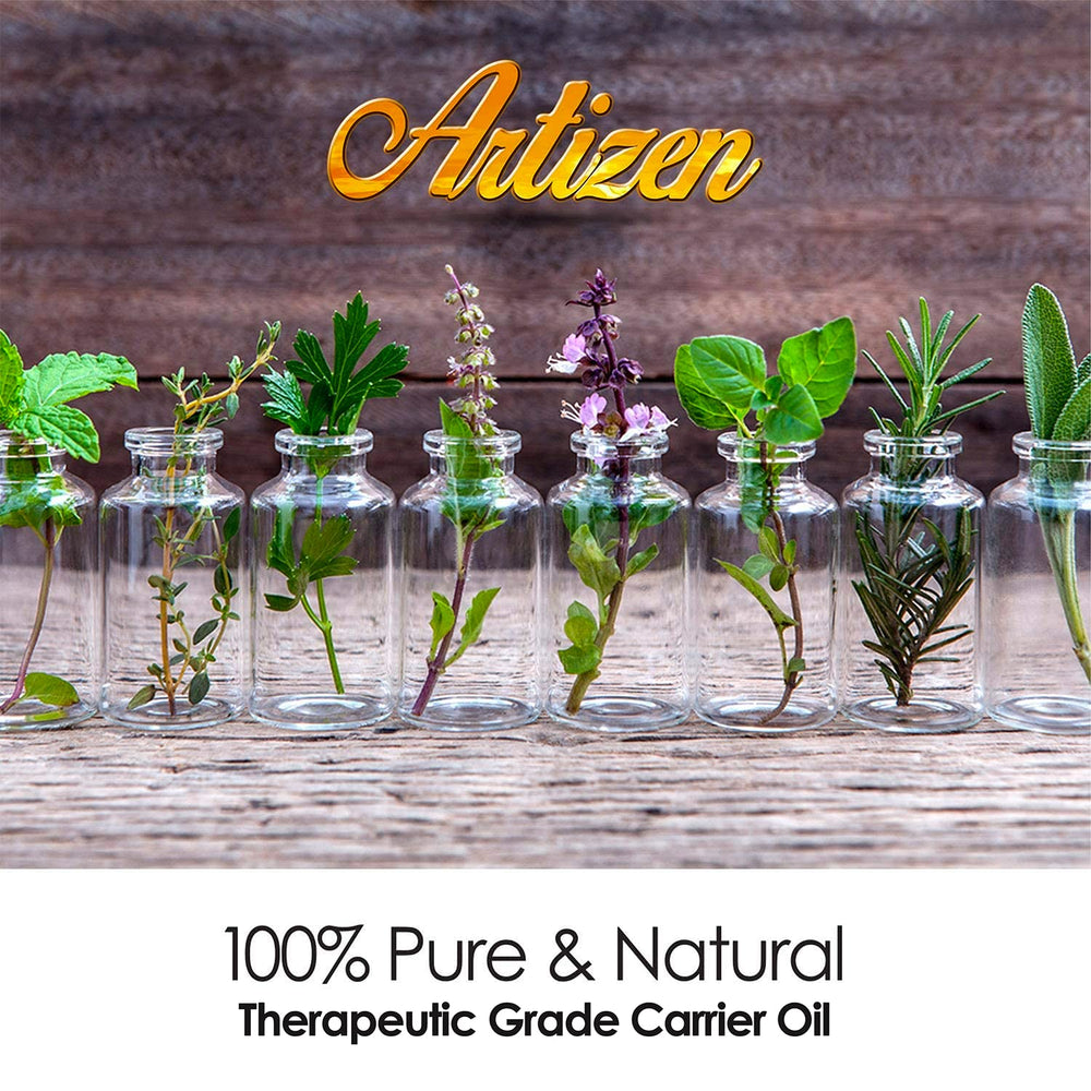 Artizen Jojoba Oil applied to hair to reduce frizz and boost softness.