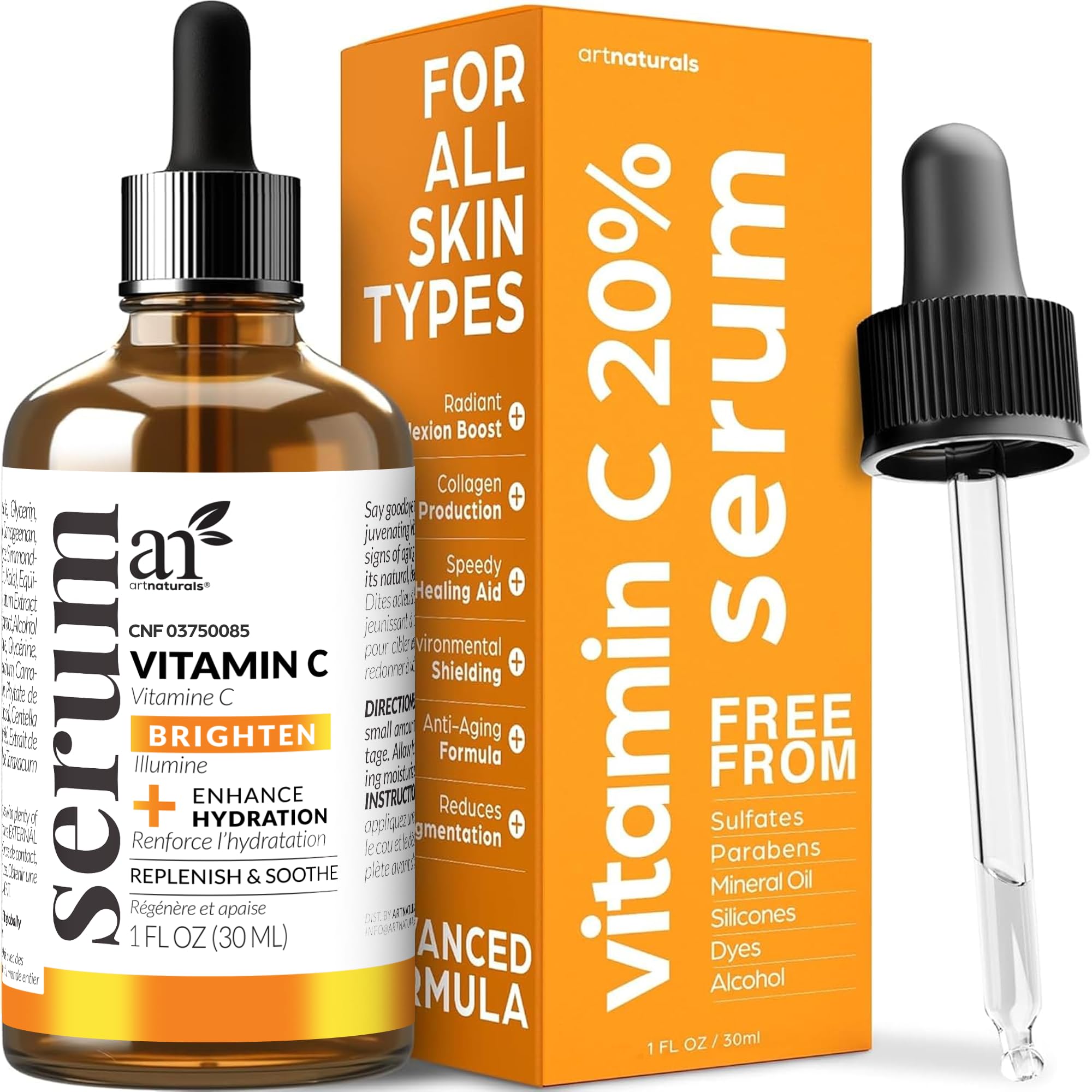 artnaturals anti-aging serum bottle close-up for radiant skin