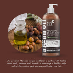 Artnaturals Argan Oil Hair Conditioner close-up shows shiny, soft hair strands